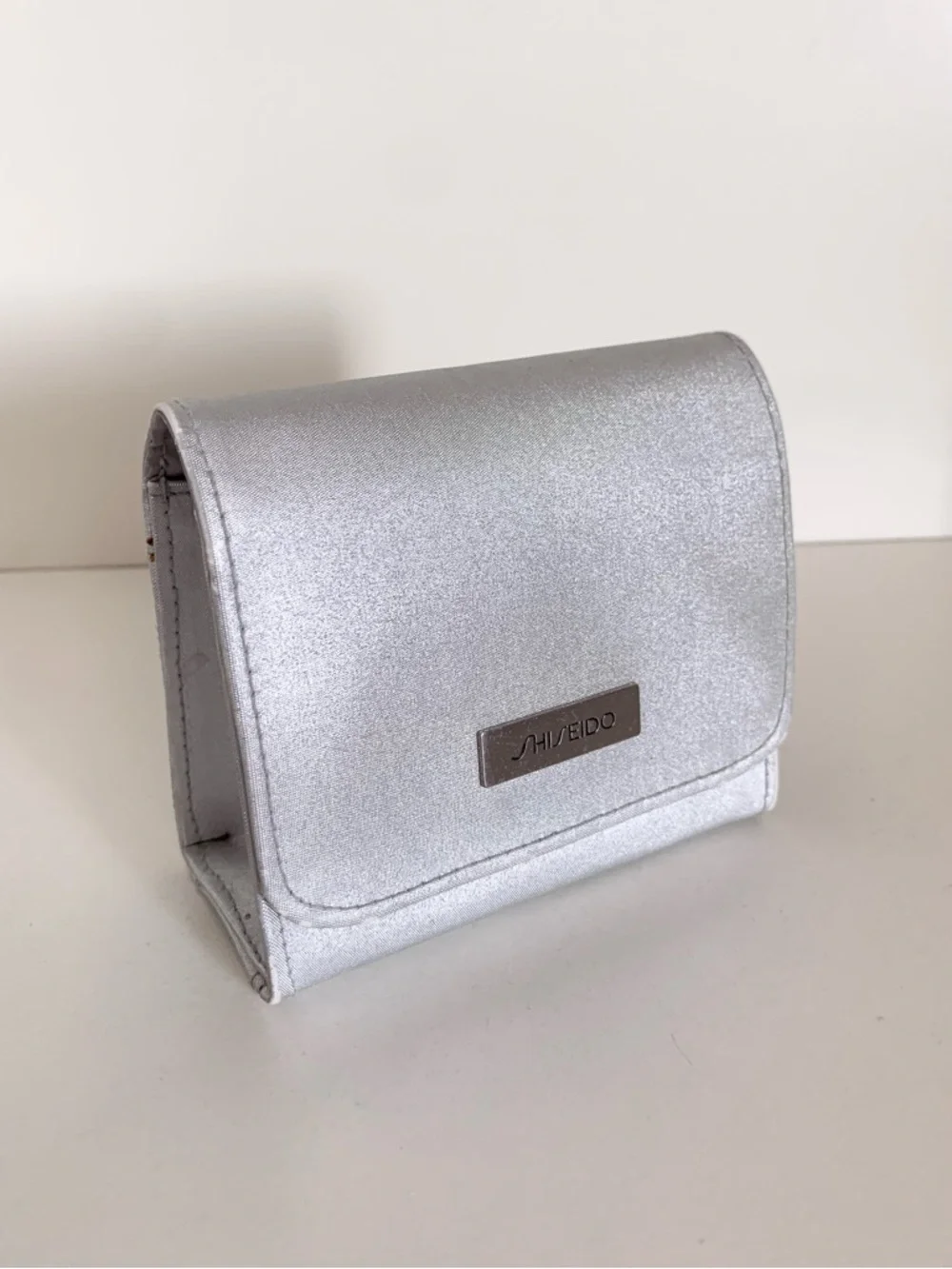 Y2k Shiseido Metallic Silver Travel Cosmetic Case